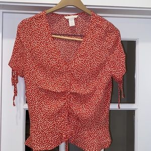 H&M V-neck Red Floral Top
